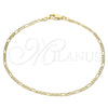 Tobillera Básica 04.213.0239.10 Oro Laminado, Diseño de Figaro, Pulido, Tono Dorado (03 MM Thickness, 10 Inches Length)