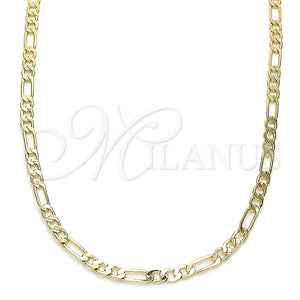 Gargantilla Basica 04.213.0239.18 Oro Laminado, Diseño de Figaro, Pulido, Tono Dorado (Grosor 03 MM, 18 Pulgadas de Largo)