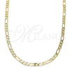 Gargantilla Basica 04.213.0239.24 Oro Laminado, Diseño de Figaro, Pulido, Tono Dorado (03 MM Thickness, 24 Inches Length)