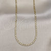Gargantilla Basica 04.213.0240.16 Oro Laminado, Diseño de Figaro, Pulido, Tono Dorado (03 MM Thickness, 16 Inches Length)