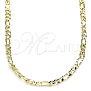 Gargantilla Basica 04.213.0240.16 Oro Laminado, Diseño de Figaro, Pulido, Tono Dorado (03 MM Thickness, 16 Inches Length)