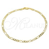 Tobillera Básica 04.213.0241.10 Oro Laminado, Diseño de Figaro, Pulido, Tono Dorado (0.80 Gauge, 04 MM Thickness, 10 Inches Length)