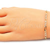 Pulsera Básica 04.213.0241.07 Oro Laminado, Diseño de Figaro, Pulido, Tono Dorado (120 Gauge, 04 MM Thickness, 7 Inches Length)