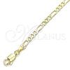 Pulsera Básica 04.213.0241.07 Oro Laminado, Diseño de Figaro, Pulido, Tono Dorado (120 Gauge, 04 MM Thickness, 7 Inches Length)