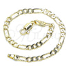 Pulsera Básica 04.213.0241.07 Oro Laminado, Diseño de Figaro, Pulido, Tono Dorado (120 Gauge, 04 MM Thickness, 7 Inches Length)