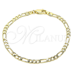Pulsera Básica 04.213.0241.07 Oro Laminado, Diseño de Figaro, Pulido, Tono Dorado (120 Gauge, 04 MM Thickness, 7 Inches Length)