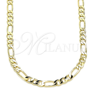 Gargantilla Basica 04.213.0241.22 Oro Laminado, Diseño de Figaro, Pulido, Tono Dorado (120 Gauge, 04 MM Thickness, 22 Inches Length)