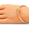Aro Individual 07.192.0039.04 Oro Laminado, Diseño de Delfín, con Blanca Micro Pave and Blanca Zirconia Cubica, Pulido, Tono Dorado (05 MM Thickness, Size 4 (2.25 Diameter))