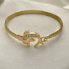 Aro Individual 07.192.0039.04 Oro Laminado, Diseño de Delfín, con Blanca Micro Pave and Blanca Zirconia Cubica, Pulido, Tono Dorado (05 MM Thickness, Size 4 (2.25 Diameter))