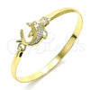 Aro Individual 07.192.0039.04 Oro Laminado, Diseño de Delfín, con Blanca Micro Pave and Blanca Zirconia Cubica, Pulido, Tono Dorado (05 MM Thickness, Size 4 (2.25 Diameter))