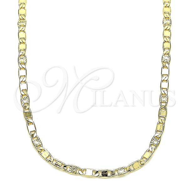 Gargantilla Basica 04.213.0242.22 Oro Laminado, Diseño de Mariner, Diamantado, Tono Dorado (03 MM Thickness, 22 Inches Length)