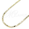 Gargantilla Basica 04.213.0242.24 Oro Laminado, Diseño de Mariner, Diamantado, Tono Dorado (03 MM Thickness, 24 Inches Length)