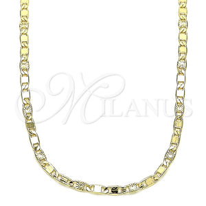Gargantilla Basica 04.213.0242.24 Oro Laminado, Diseño de Mariner, Diamantado, Tono Dorado (03 MM Thickness, 24 Inches Length)