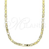 Gargantilla Basica 04.213.0242.24 Oro Laminado, Diseño de Mariner, Diamantado, Tono Dorado (03 MM Thickness, 24 Inches Length)