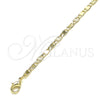 Tobillera Básica 04.213.0242.10 Oro Laminado, Diseño de Mariner, Diamantado, Tono Dorado (Grosor 03 MM, 10 Pulgadas de Largo)