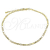 Tobillera Básica 04.213.0242.10 Oro Laminado, Diseño de Mariner, Diamantado, Tono Dorado (Grosor 03 MM, 10 Pulgadas de Largo)