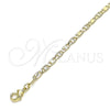 Tobillera Básica 04.213.0243.10 Oro Laminado, Diseño de Mariner, Diamantado, Tono Dorado (Grosor 03 MM, 10 Pulgadas de Largo)