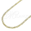 Gargantilla Basica 04.213.0243.20 Oro Laminado, Diseño de Mariner, Diamantado, Tono Dorado (Grosor 03 MM, 20 Pulgadas de Largo)