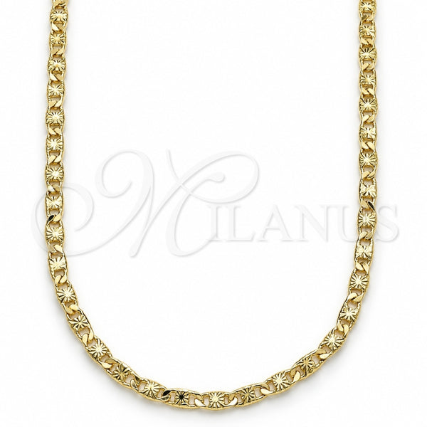 Gargantilla Basica 04.213.0243.22 Oro Laminado, Diseño de Mariner, Diamantado, Tono Dorado (Grosor 03 MM, 22 Pulgadas de Largo)