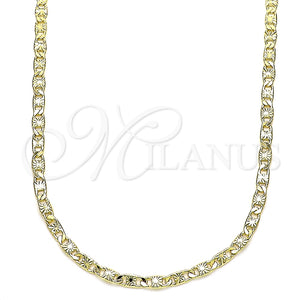 Gargantilla Basica 04.213.0243.24 Oro Laminado, Diseño de Mariner, Diamantado, Tono Dorado (03 MM Thickness, 24 Inches Length)