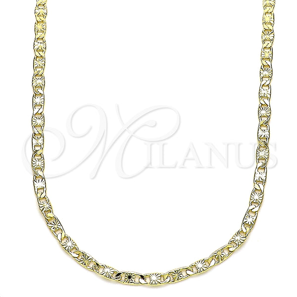 Gargantilla Basica 04.213.0243.24 Oro Laminado, Diseño de Mariner, Diamantado, Tono Dorado (03 MM Thickness, 24 Inches Length)