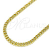 Gargantilla Basica 04.213.0244.24 Oro Laminado, Diseño de Miami Cubana, Pulido, Tono Dorado (05 MM Thickness, 24 Inches Length)