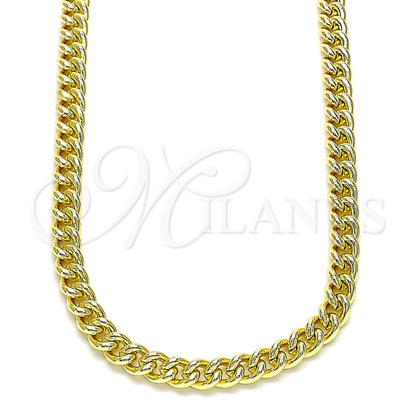 Gargantilla Basica 04.213.0244.24 Oro Laminado, Diseño de Miami Cubana, Pulido, Tono Dorado (05 MM Thickness, 24 Inches Length)