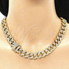 Gargantilla Basica 03.284.0015.24 Oro Laminado, con Blanca Micro Pave, Pulido, Tono Dorado (13 MM Thickness, 24 Inches Length)