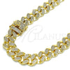 Gargantilla Basica 03.284.0015.24 Oro Laminado, con Blanca Micro Pave, Pulido, Tono Dorado (13 MM Thickness, 24 Inches Length)