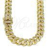 Gargantilla Basica 03.284.0015.24 Oro Laminado, con Blanca Micro Pave, Pulido, Tono Dorado (13 MM Thickness, 24 Inches Length)