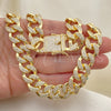 Gargantilla Basica 04.284.0058.24 Oro Laminado, Diseño de Miami Cubana, con Blanca Micro Pave, Pulido, Tono Dorado (14 MM Thickness, 24 Inches Length)