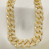 Gargantilla Basica 04.284.0058.24 Oro Laminado, Diseño de Miami Cubana, con Blanca Micro Pave, Pulido, Tono Dorado (14 MM Thickness, 24 Inches Length)