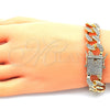 Pulsera Básica 04.284.0058.08 Oro Laminado, Diseño de Miami Cubana, con Blanca Micro Pave, Pulido, Tono Dorado (14 MM Thickness, 8 Inches Length)