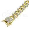 Pulsera Básica 04.284.0058.08 Oro Laminado, Diseño de Miami Cubana, con Blanca Micro Pave, Pulido, Tono Dorado (14 MM Thickness, 8 Inches Length)
