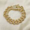 Pulsera Básica 04.284.0058.08 Oro Laminado, Diseño de Miami Cubana, con Blanca Micro Pave, Pulido, Tono Dorado (14 MM Thickness, 8 Inches Length)