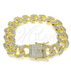 Pulsera Básica 04.284.0058.08 Oro Laminado, Diseño de Miami Cubana, con Blanca Micro Pave, Pulido, Tono Dorado (14 MM Thickness, 8 Inches Length)