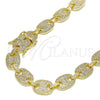 Gargantilla Basica 04.284.0059.24 Oro Laminado, Diseño de Puff Mariner, con Blanca Micro Pave, Pulido, Tono Dorado (12 MM Thickness, 24 Inches Length)