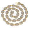 Gargantilla Basica 04.284.0059.24 Oro Laminado, Diseño de Puff Mariner, con Blanca Micro Pave, Pulido, Tono Dorado (12 MM Thickness, 24 Inches Length)