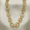 Gargantilla Basica 04.284.0059.24 Oro Laminado, Diseño de Puff Mariner, con Blanca Micro Pave, Pulido, Tono Dorado (12 MM Thickness, 24 Inches Length)