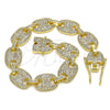 Pulsera Básica 04.284.0059.08 Oro Laminado, Diseño de Puff Mariner, con Blanca Micro Pave, Pulido, Tono Dorado (12 MM Thickness, 8 Inches Length)