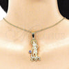 Dije Religioso 05.253.0126 Oro Laminado, Diseño de San Lazaro, con Zirconia Cubica Amatista, Pulido, Tono Dorado