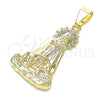 Dije Religioso 05.253.0127 Oro Laminado, Diseño de Caridad del Cobre, Pulido, Tono Dorado