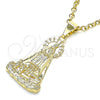 Dije Religioso 05.253.0127 Oro Laminado, Diseño de Caridad del Cobre, Pulido, Tono Dorado