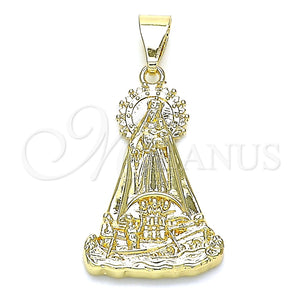 Dije Religioso 05.253.0127 Oro Laminado, Diseño de Caridad del Cobre, Pulido, Tono Dorado