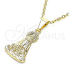 Dije Religioso 05.253.0128 Oro Laminado, Diseño de Caridad del Cobre, Pulido, Tono Dorado