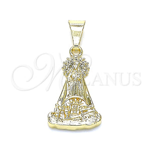 Dije Religioso 05.253.0128 Oro Laminado, Diseño de Caridad del Cobre, Pulido, Tono Dorado