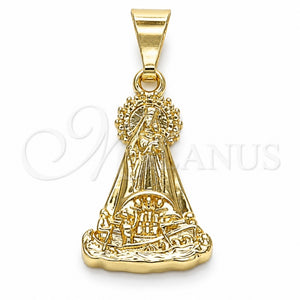 Dije Religioso 05.253.0128 Oro Laminado, Diseño de Caridad del Cobre, Pulido, Tono Dorado