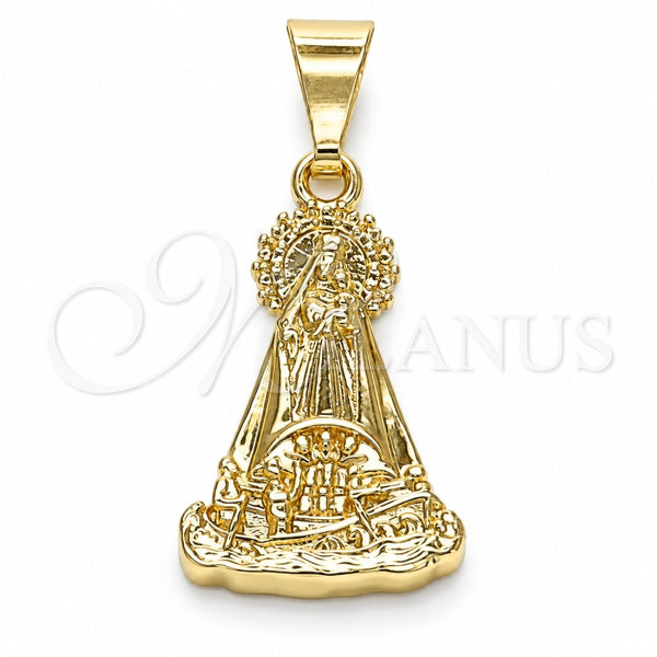 Dije Religioso 05.253.0128 Oro Laminado, Diseño de Caridad del Cobre, Pulido, Tono Dorado