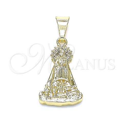 Dije Religioso 05.253.0128 Oro Laminado, Diseño de Caridad del Cobre, Pulido, Tono Dorado