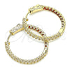 Argolla Huggie 02.156.0567.1.30 Oro Laminado, con Granate and Blanca Zirconia Cubica, Pulido, Tono Dorado